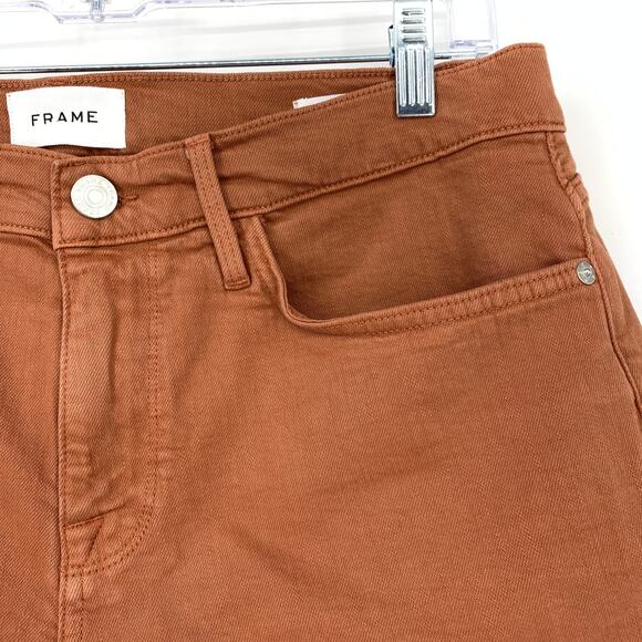 Frame L'Homme Cut Off Short Mens Size 32 Cut Raw Hem Brick Stretch Denim - Picture 3 of 7